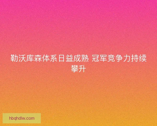 勒沃库森体系日益成熟 冠军竞争力持续攀升