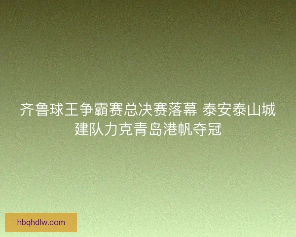 齐鲁球王争霸赛总决赛落幕 泰安泰山城建队力克青岛港帆夺冠 齐鲁球王争霸赛总决赛落幕 泰安泰山城建队力克青岛港帆夺冠